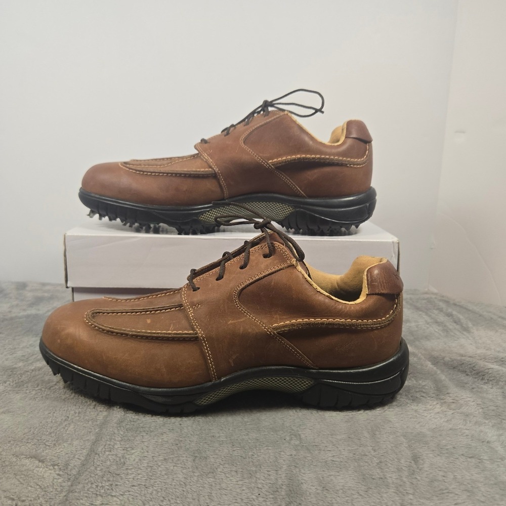 FootJoy Contour Series Mens 9 M Brown Leather Golf Shoes 54250 Cleated Spikes